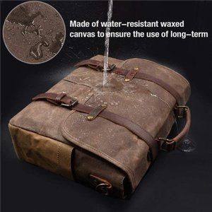 Mens Messenger Bag 15.6 Inch Waterproof Vintage Genuine Leather, Brown